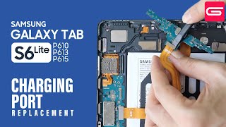 Samsung Galaxy Tab S6 Lite Charging Port Board Replacement P610 P615 P613 [upl. by Hgielhsa647]