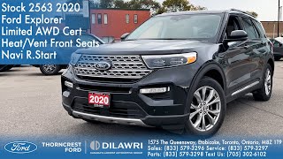 2020 Ford Explorer Limited AWD Cert Navi R Start HeatVent Front Seats at Thorncrest Ford stock 2563 [upl. by Diego]