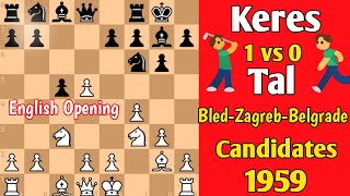 Keres vs Tal  BledZagrebBelgrade Candidates 1959 chess [upl. by Leora]