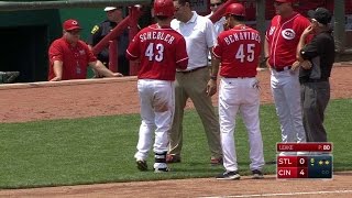 STLCIN Schebler hit on the leg stays in the game [upl. by Asit]