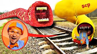 SCP SLIDE VS TRAIN EATER FILMÉ DANS LA VRAIE VIE  TRAIN EATER Mange BLIPPI [upl. by Wolfram341]