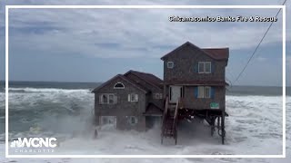 Beach home collapses into the ocean on North Carolina Outer Banks [upl. by Krigsman]