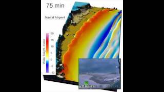 Animation of tsunami inundation on Sendai plain 11 March 2011 [upl. by Noillid]