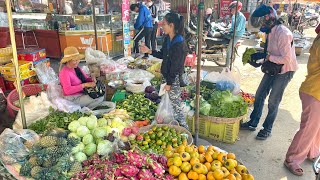 Fruit vegetable fish fresh meat market here is the market of Cambodia what do you want to eat🇰🇭 [upl. by O'Kelly540]