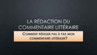 REDIGER UN COMMENTAIRE LITTERAIRE [upl. by Lindholm]