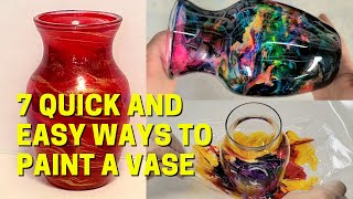 7 quick easy and gorgeous ways to paint a vase with fluid art [upl. by Blodget]