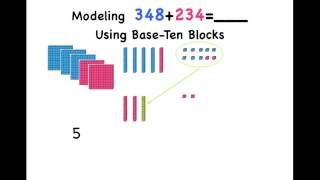 Adding 3 Digit Numbers with Regrouping Using Base Ten Blocks [upl. by Ebeneser731]