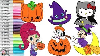 Halloween Coloring Book Pages Compilation Num Noms Shopkins Hello Kitty and More [upl. by Aihsram]