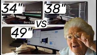 What monitor size to get for Ultra wide Monitors  34quot vs 38quot vs 49quot BenqLGSamsung [upl. by Anirok]