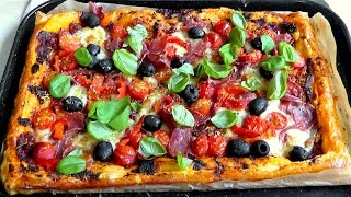 Puff Pastry Pizza Tart How to make easy recipe [upl. by Acinonrev]