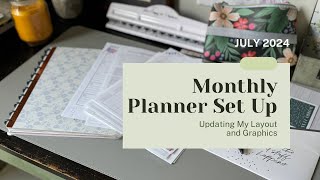 Monthly Planner Set Up July 2024  Updating Layout and Graphics [upl. by Inirt]