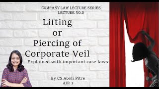 Lifting or Piercing of Corporate Veil CSEET CACS executiveCMALawCompany LawCS Aboli Pitre [upl. by Abehsat688]