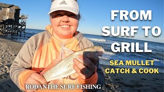 OBX Surf Fishing Sea Mullet Catch and Cook  Rodanthe Surf Fishing  Outer Banks Surf Fishing [upl. by Johnsson969]