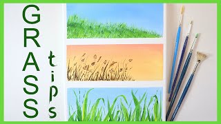 HOW TO PAINT GRASS for beginners🎨Grass Painting Tips Tricks and TechniquesEasy Acrylic Painting [upl. by Culbert]