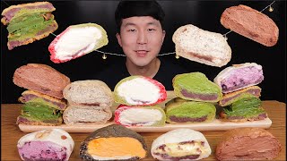 SUB망원동 어글리베이커리 말차 생크림 치즈 블루베리 초코 얼그레이 크림빵 Ugly Bakery Variety of Cream BreadMUKBANG [upl. by Ahsinirt]