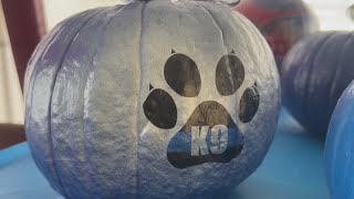 Blue pumpkins honoring Lieutenant Craig Lehner K9 Shield on sale this weekend [upl. by Fleece]