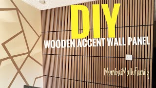 How to EASY INSTALL WOODEN ACCENT SLAT WALL PANELS  DIY ART [upl. by Esilram]