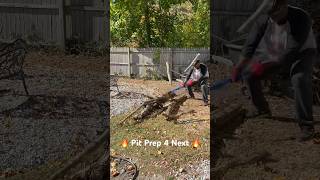 Prepping Fire Pit piece of chopped wood hit me 😂 yardwork backyardfirepit likeandsubscribe [upl. by Poore]