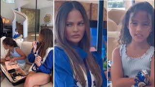 Chrissy Teigen Dallas Cowboys Cheerleader as She Hilariously Parodies Auditions with Her Daughters [upl. by Gathard]