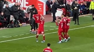 Diogo Jota Dedicates His Goal To Luis Diaz  Liverpool 30 Nottingham Forest [upl. by Auqinot]