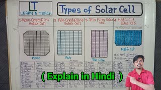 Types of Solar CellMonocrystallinePolycrystallineThin Film Half cut Explain in Hindi [upl. by Artinek]