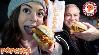 Trying Popeyes Chicken Sandwich FINALLY  Steph Pappas [upl. by Htebaras]