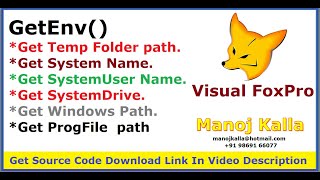 vfp Getenv function  get windows folder path in vfp  system user name in vfp  temp path in vfp [upl. by Latrice]