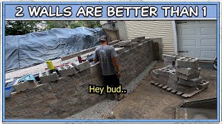 2 Tier Curved Concrete Block Retaining Wall [upl. by Hoffert]