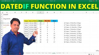 DATEDIF Formula in Excel in Hindi  Use DATEDIF Function in Excel  Live Example  हिंदी [upl. by Nrojb449]