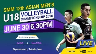 Qatar vs Malaysia  Preliminary  SMM 12th ASIAN MENS U18 VOLLEYBALL CHAMPIONSHIP 2018 [upl. by Riem]