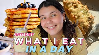 ANTI DIET WHAT I EAT IN A DAY  BLUEBERRY PANCAKE RECIPE GROCERY HAUL  MORE [upl. by Aissirac]