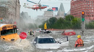 Canada Today Flooding washes away cars and roads in Mississauga and Toronto Ontario [upl. by Lavinia]