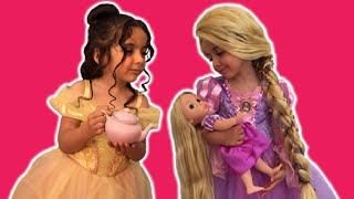 PRINCESS TEA PARTY PART 1  Cake Elsa Toys and Dolls  Princesses In Real Life [upl. by The]