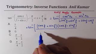 Evaluate arctancosx1sinx arctan Inverse Trigonometric Function [upl. by Auhs14]