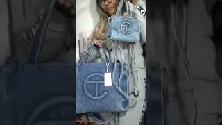 Blue Telfar Denim Shopping Bags  FULL TELFAR VIDEO UNBOXING ON MY CHANNEL  TELFAR [upl. by Thier]