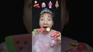 Gun candy🔫  Wolfoo egg candy🦖 milk bottle candy🍼 watermelon ice cream🍉 food funny shorts [upl. by Maxey223]