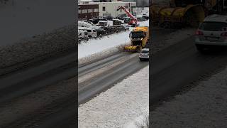 Snowplow clear the slush of road shorts volvo truck snow winter [upl. by Nwahsan]