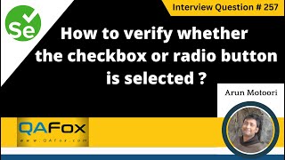 How to verify whether the checkbox or radio button is selected Selenium Interview Question 257 [upl. by Anihs]