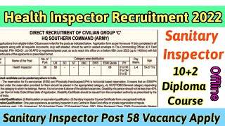 Health Inspector vacancy 2022 Health Sanitary inspector Vacancy Job ApplicationRecruitment 202223 [upl. by Bozuwa]