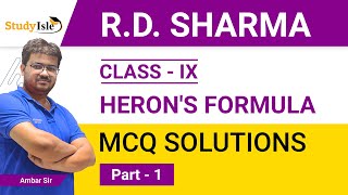 Herons Formula MCQs 9th Q No 1 to 10  Part 1  RD Sharma Study Isle [upl. by Niroc]