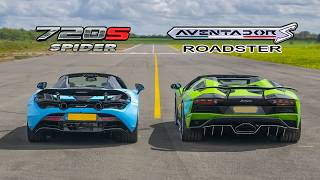 Lamborghini Aventador S Roadster vs McLaren 720S Spider  DRAG RACE ROLLING RACE amp BRAKE TEST [upl. by Line883]