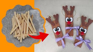 IDEIA DE ENFEITE DE NATAL FÁCIL DE FAZER COM PALITOS DE PICOLÉ  HENAS VEJA O PASSO A PASSO [upl. by Prager872]