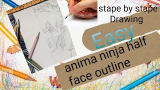 Anima half face outline 😱😱😱🔥art viralvideo drawing [upl. by Neelrahs382]