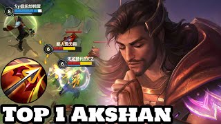 Wild Rift Akshan  Top 1 Akshan Gameplay Rank Grandmaster [upl. by Ahsetan244]