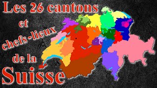 Géographie de la suisse avec ses cantons langues et chefs lieux [upl. by Yreneh778]