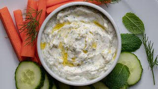 Greek Tzatziki Sauce  Greek Yogurt Sauce With Cucumber Lemon Garlic Dill amp Mint [upl. by Tnarg]