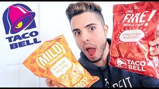 TRYING TACO BELLS NEW SPICY TORTILLA CHIPS  MUKBANG [upl. by Aratihc]