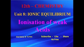 Ionisation of weak Acids  in Tamil  12th Chemistry [upl. by Yemirej48]