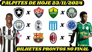 PALPITES DE FUTEBOL PARA HOJE DIA 23 11 2024 [upl. by Laenaj]