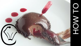 Glazed Chocolate Mousse Dome with Raspberry Sauce Pipette by Cupcake Savvys Kitchen [upl. by Schulze327]